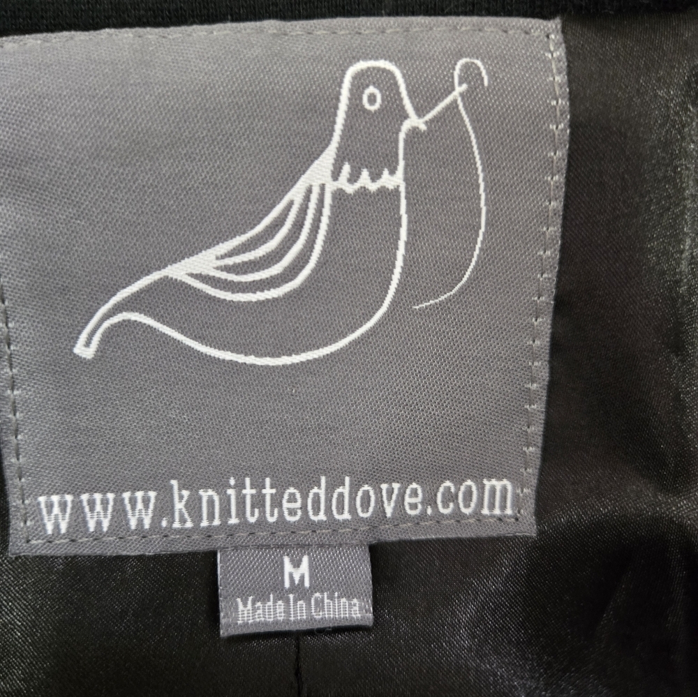 KNITTED DOVE ANTHROPOLOGIE Back and Red Cotton Lined Coat. Size Med - Picture 9 of 13